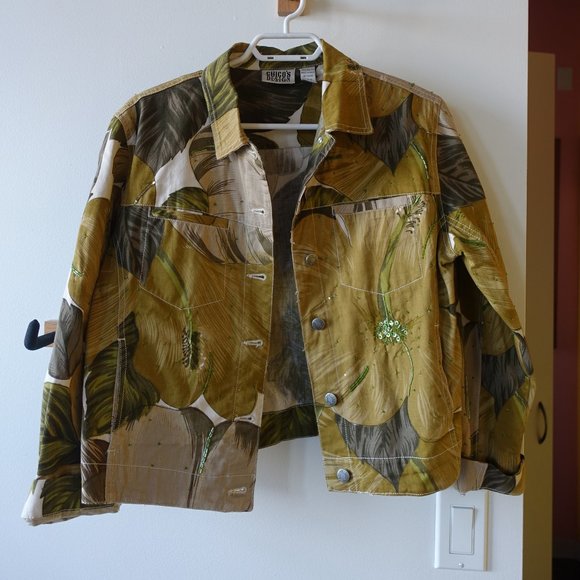 Chico's Design embellished beaded floral jacket 0 2 XS - Picture 1 of 15